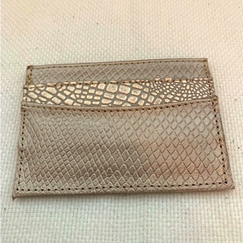 100% Leather Slim Credit Card Holder - Gold